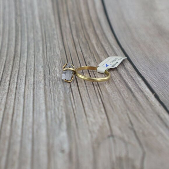 Quartz Gemstone Ring 7 Gold Quartz Stacking Gypsy Bohemian Gift Boho Dainty NWT - Picture 7 of 12